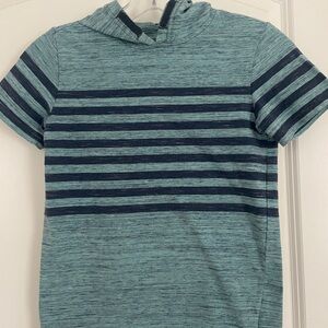 Kids Striped Hoodie T-Shirt in Blue and Gray